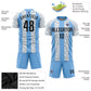 Custom Light Blue Black-White Sublimation Soccer Uniform Jersey Limited