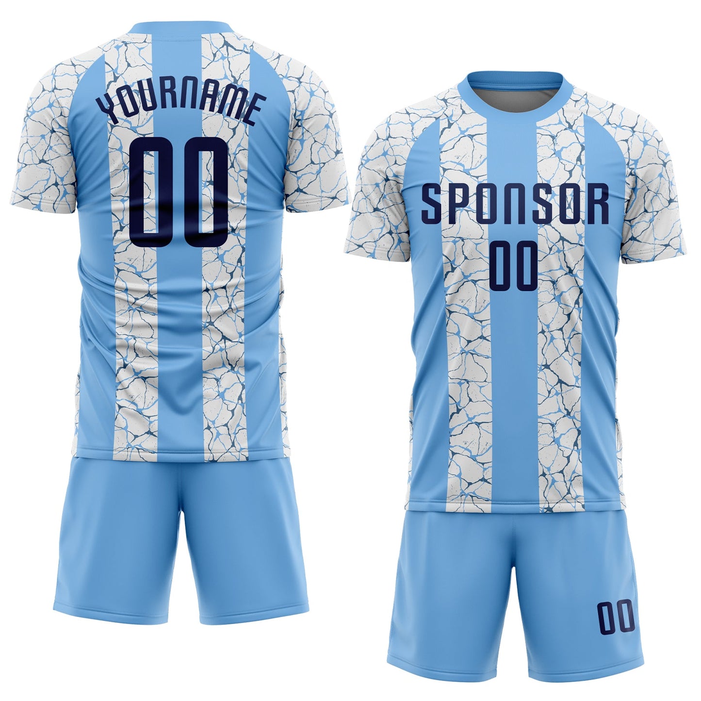 Custom Light Blue Navy-White Sublimation Soccer Uniform Jersey Limited