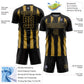Custom Black Old Gold Abstract Stripes Sublimation Soccer Uniform Jersey Limited