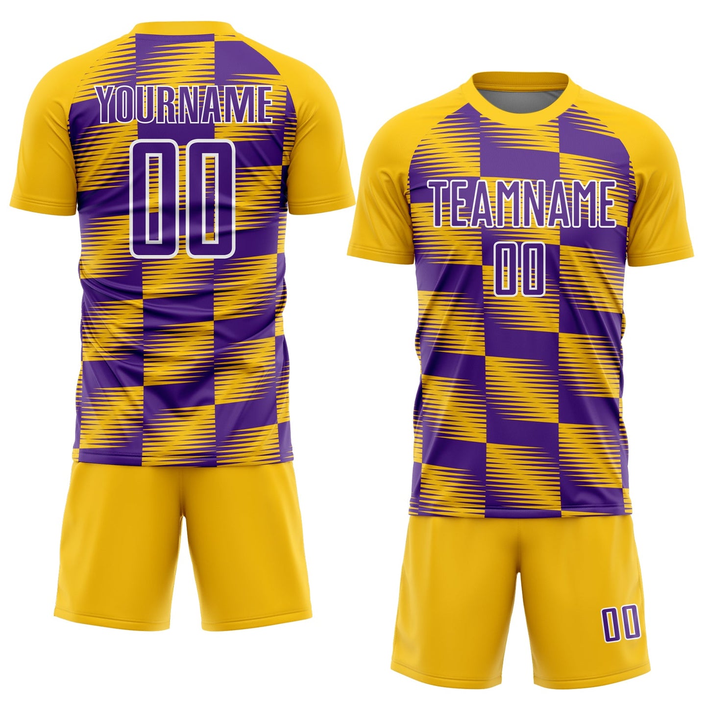 Custom Yellow Purple-White Lines Sublimation Soccer Uniform Jersey Limited