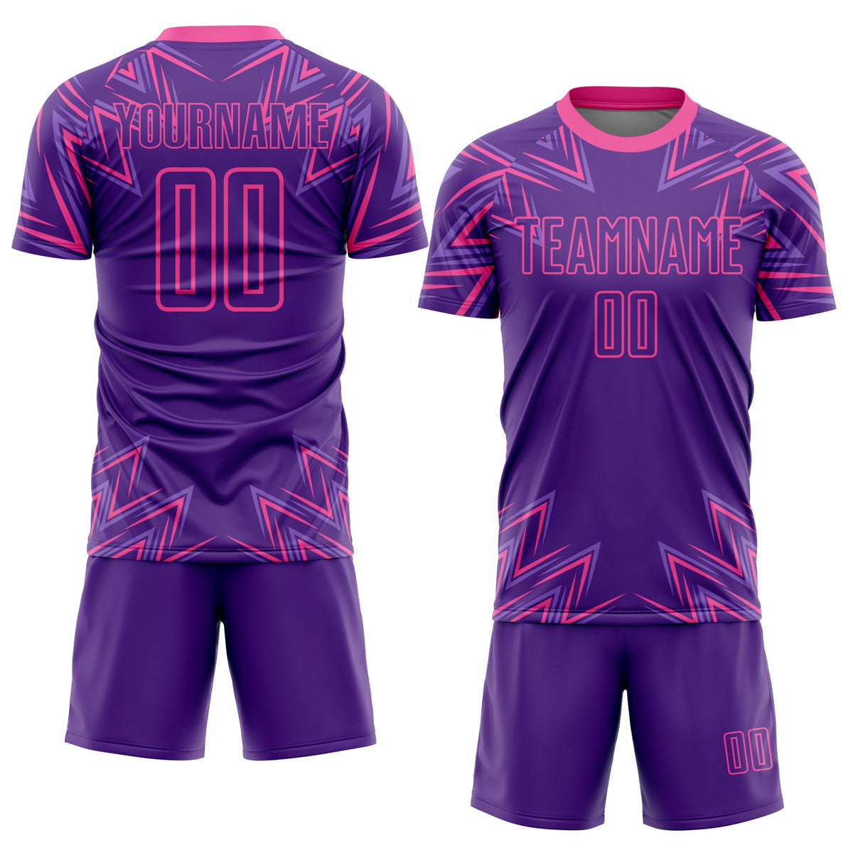 Custom Purple Pink Geometric Shapes Sublimation Soccer Uniform Jersey Limited