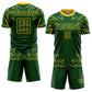 Custom Green Yellow Geometric Shapes Sublimation Soccer Uniform Jersey Limited