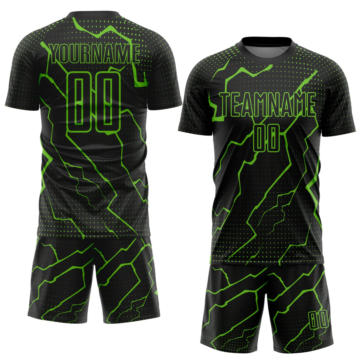 Custom Black Aurora Green Lightning Sublimation Soccer Uniform Jersey Limited