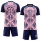 Custom Light Pink Navy Geometric Shapes Sublimation Soccer Uniform Jersey Limited