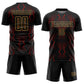 Custom Black Red-Old Gold Geometric Shapes Sublimation Soccer Uniform Jersey Limited