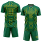 Custom Kelly Green Yellow Geometric Shapes Sublimation Soccer Uniform Jersey Limited
