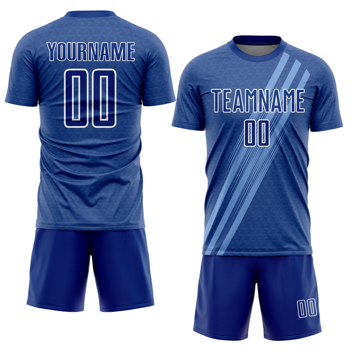 Custom Royal White Diagonal Lines Sublimation Soccer Uniform Jersey Limited