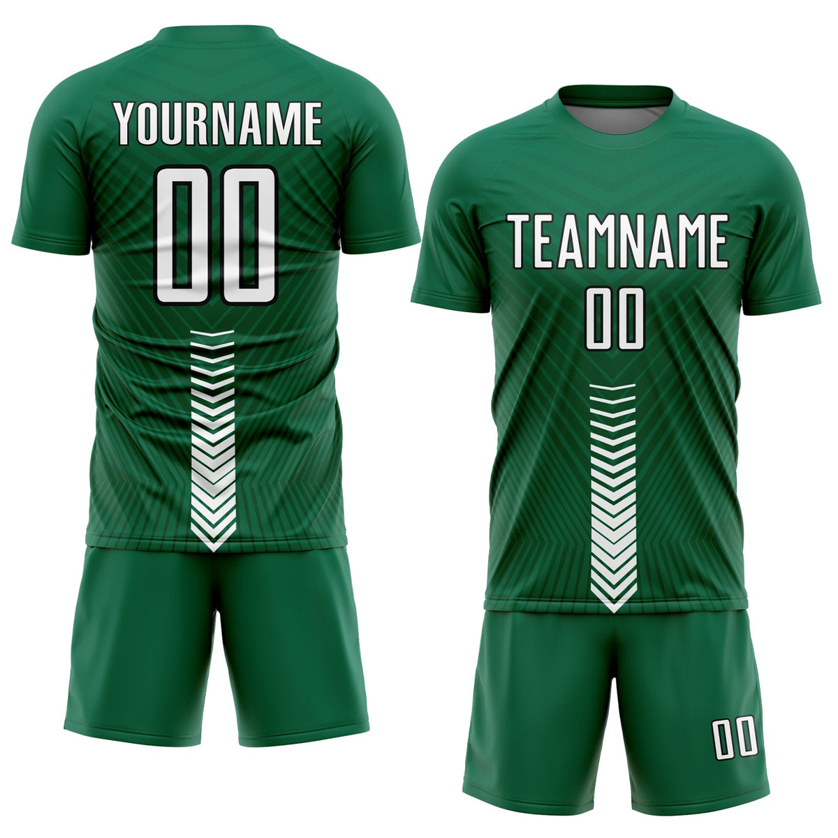 Custom Kelly Green White-Black Arrow Shapes Sublimation Soccer Uniform Jersey Limited