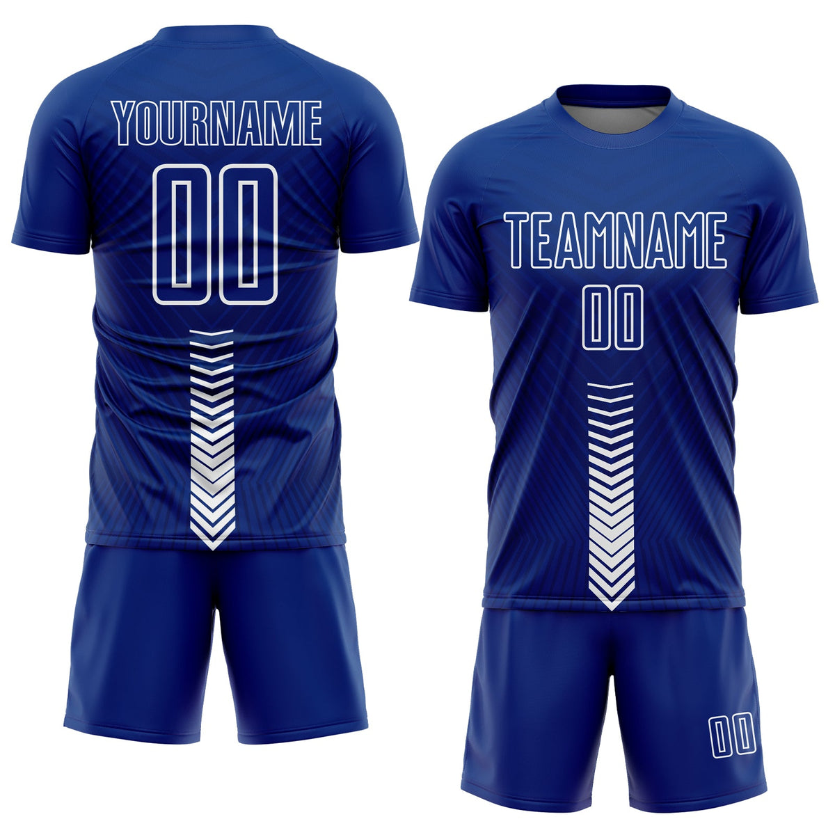 Custom Royal White Arrow Shapes Sublimation Soccer Uniform Jersey Limited