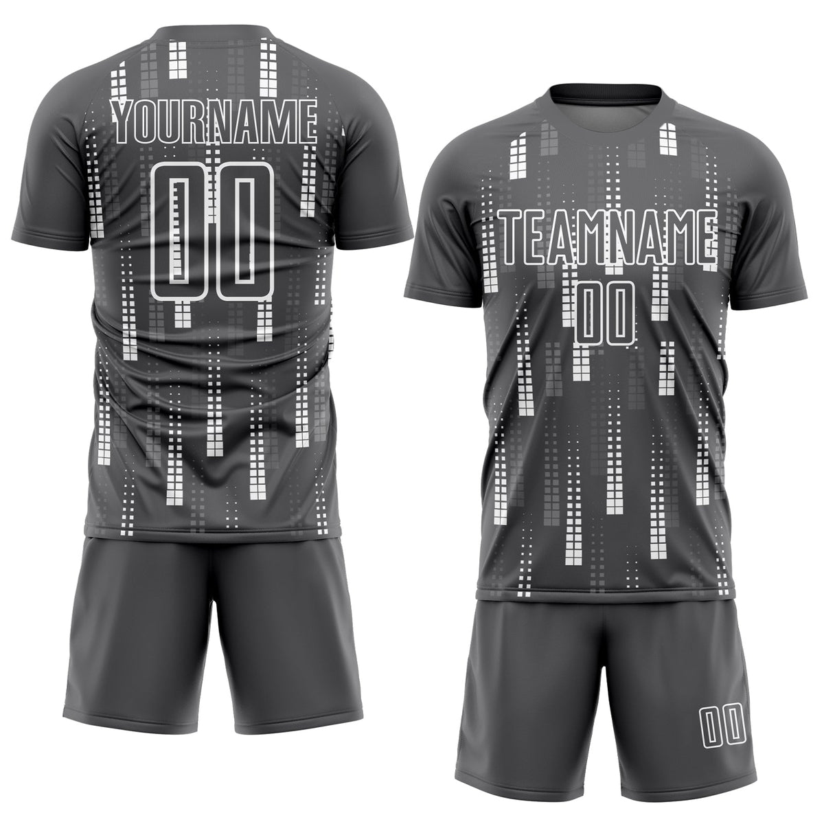 Custom Steel Gray White Geometric Shapes Sublimation Soccer Uniform Jersey Limited