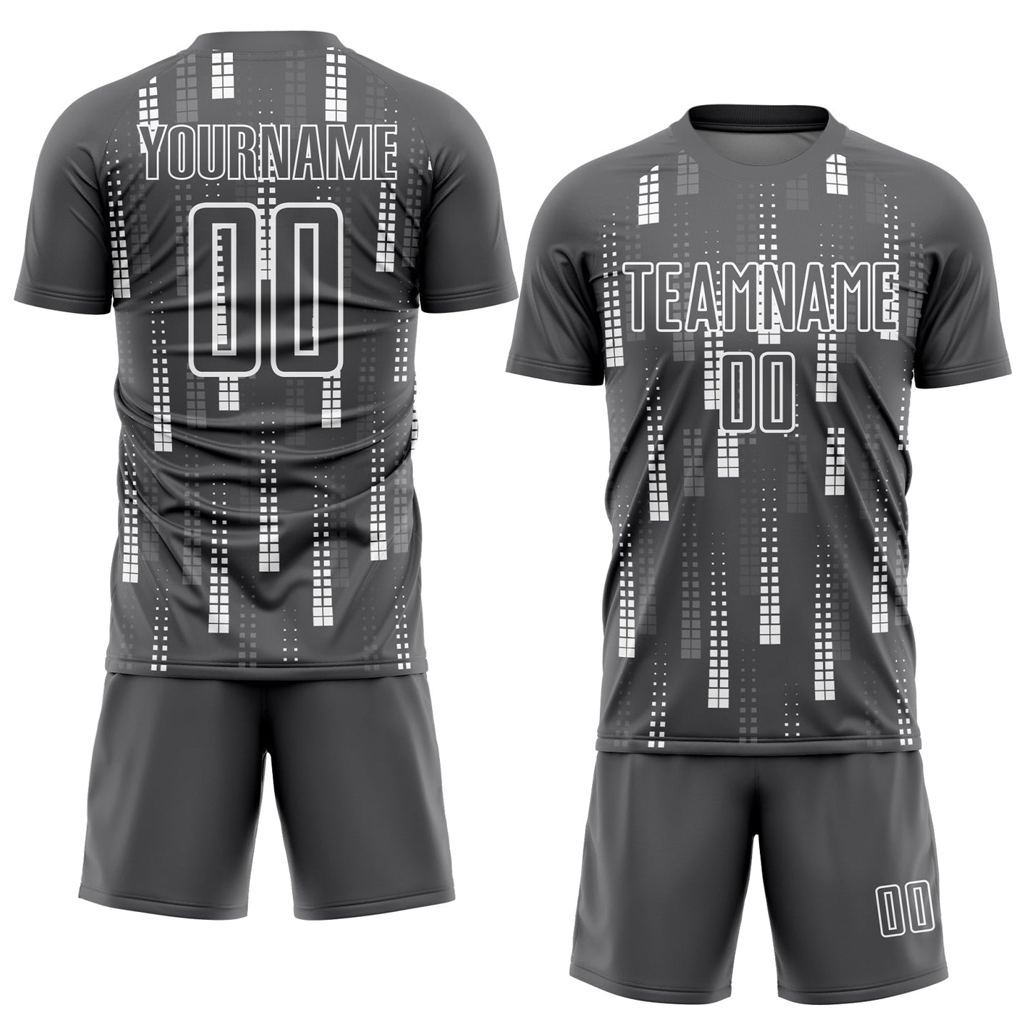 Custom Steel Gray White Geometric Shapes Sublimation Soccer Uniform Jersey Limited
