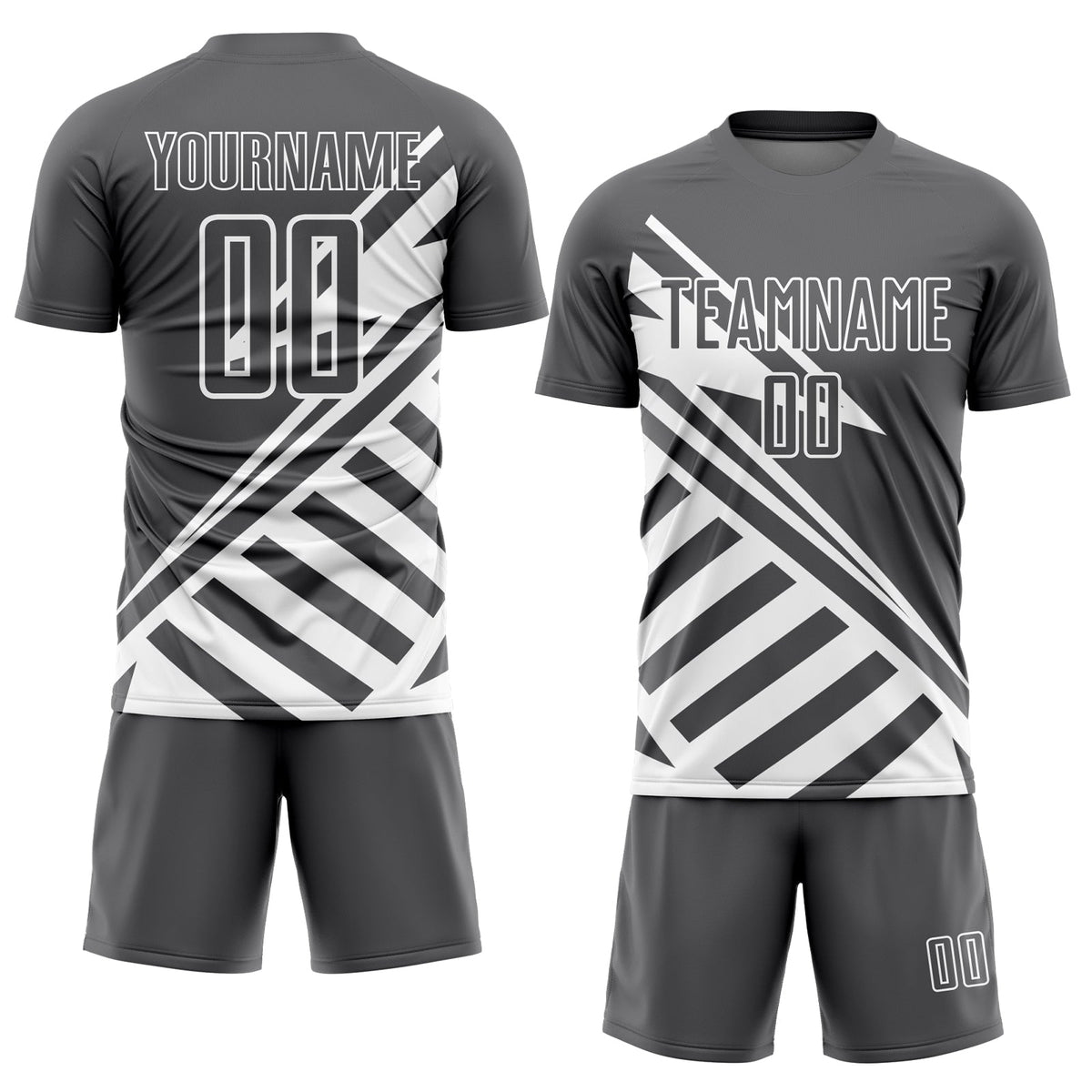 Custom Steel Gray White Lines Sublimation Soccer Uniform Jersey Limited