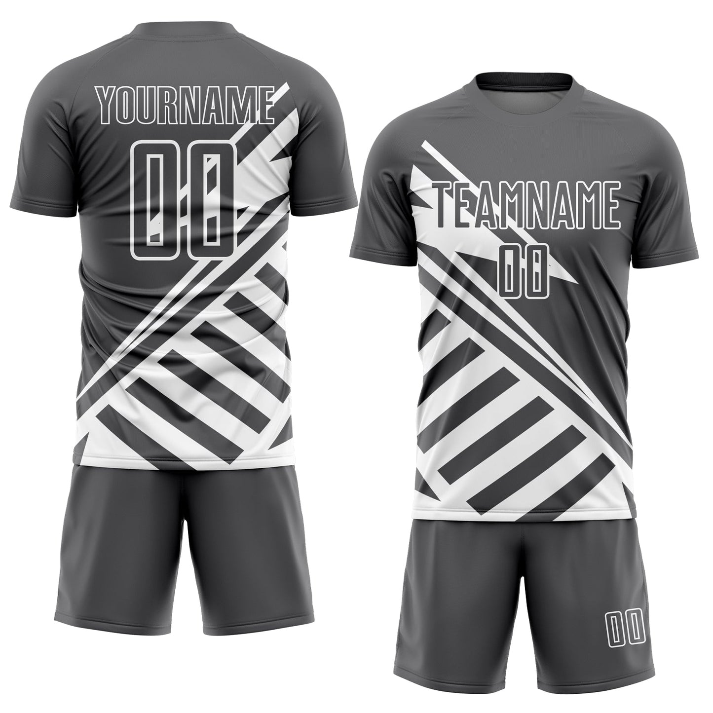 Custom Steel Gray White Lines Sublimation Soccer Uniform Jersey Limited