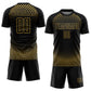 Custom Black Old Gold Diagonal Lines Sublimation Soccer Uniform Jersey Limited