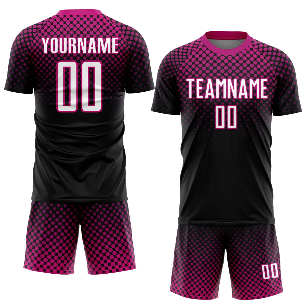 Custom Black White-Deep Pink Halftone Dots Sublimation Soccer Uniform Jersey Limited
