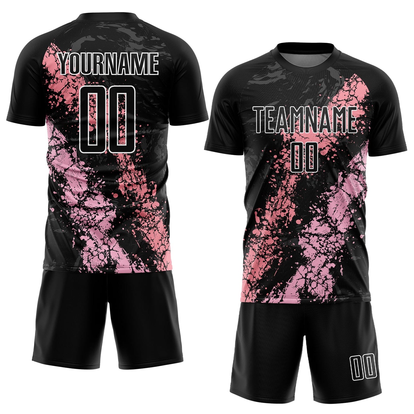Custom Black Light Pink-Medium Pink Dripping Splatter Art Sublimation Soccer Uniform Jersey Limited