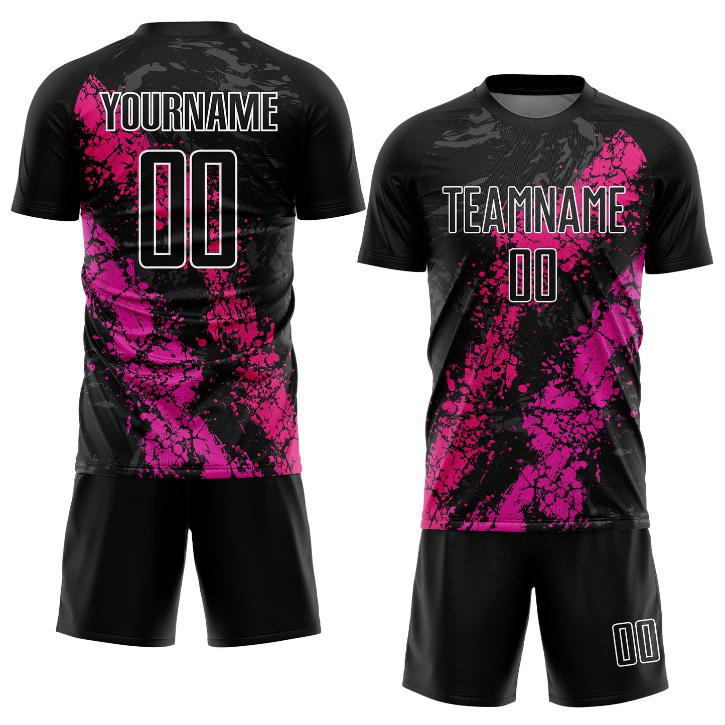 Custom Black Hot Pink-Deep Pink Dripping Splatter Art Sublimation Soccer Uniform Jersey Limited