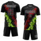 Custom Black Red-Neon Green Dripping Splatter Art Sublimation Soccer Uniform Jersey Limited