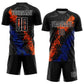Custom Black Orange-Royal Dripping Splatter Art Sublimation Soccer Uniform Jersey Limited