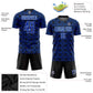 Custom Thunder Blue Black-White Geometric Shapes Sublimation Soccer Uniform Jersey Limited