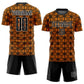 Custom Orange Black-White Geometric Shapes Sublimation Soccer Uniform Jersey Limited