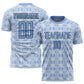 Custom Light Blue Black-White Geometric Shapes Sublimation Soccer Uniform Jersey