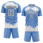 Custom Light Blue White-Black Abstract Fragment Art Sublimation Soccer Uniform Jersey Limited