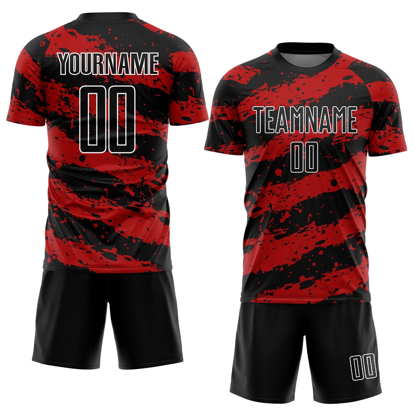 Custom Black Red-White Splash Sublimation Soccer Uniform Jersey Limited