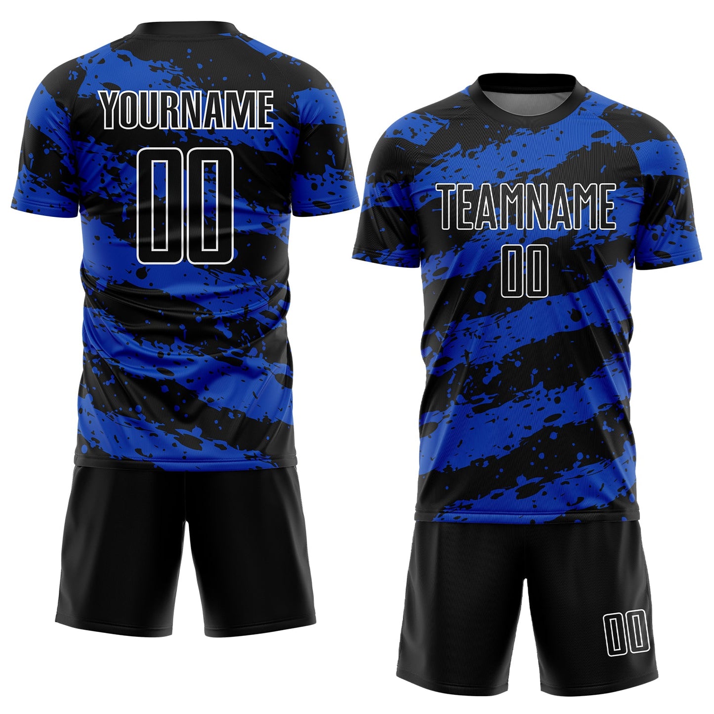Custom Black Thunder Blue-White Splash Sublimation Soccer Uniform Jersey Limited
