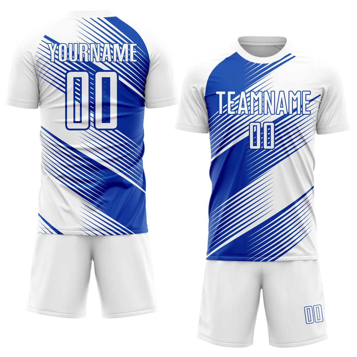 Custom White Thunder Blue Line Sublimation Soccer Uniform Jersey Limited