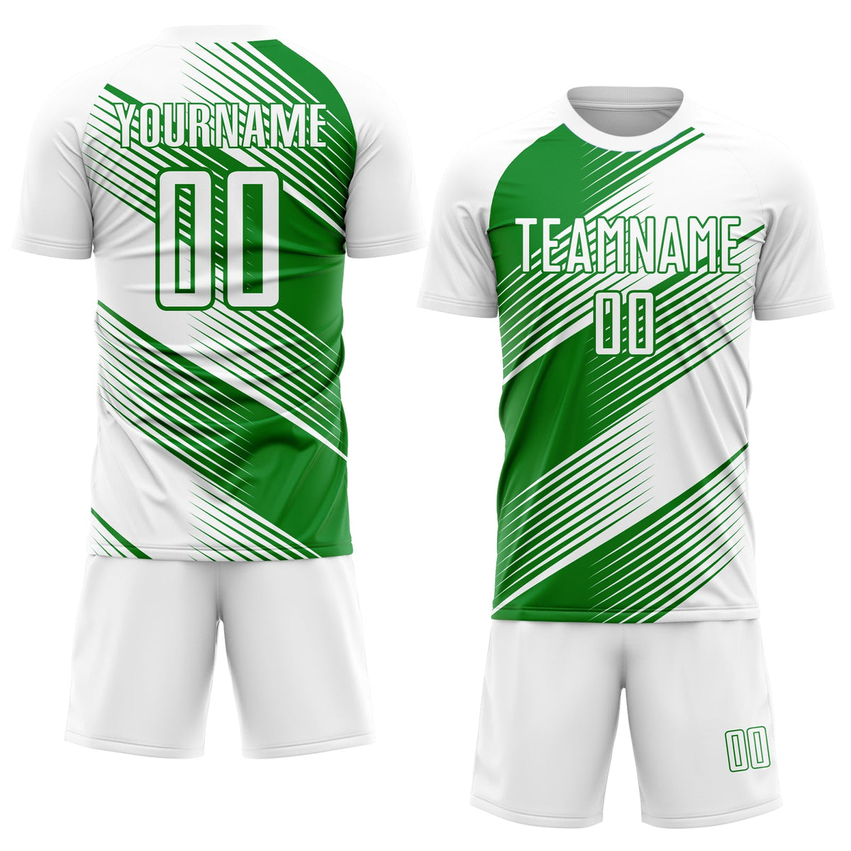 Custom White Grass Green Line Sublimation Soccer Uniform Jersey Limited