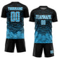 Custom Black Sky Blue-White Line Sublimation Soccer Uniform Jersey Limited