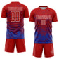 Custom Red Thunder Blue-White Line Sublimation Soccer Uniform Jersey Limited