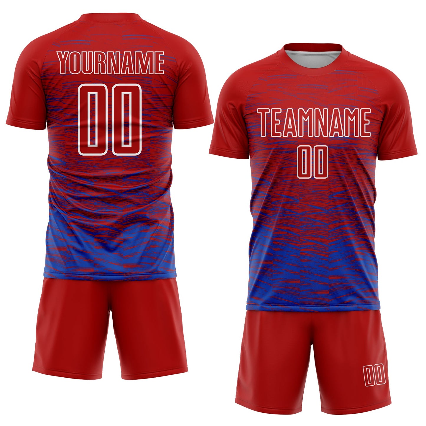 Custom Red Thunder Blue-White Line Sublimation Soccer Uniform Jersey Limited