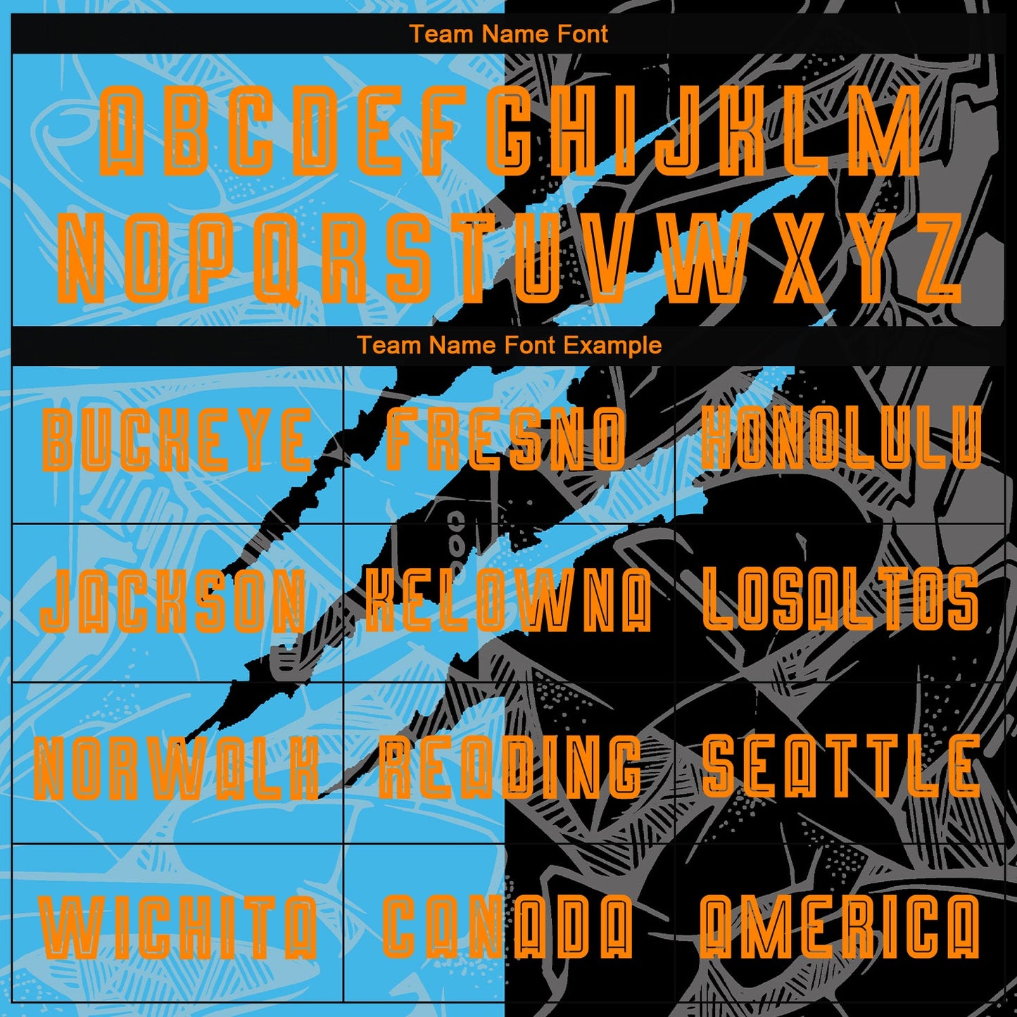 Custom Graffiti Pattern Bay Orange Black-Sky Blue Scratch Sublimation Soccer Uniform Jersey Limited