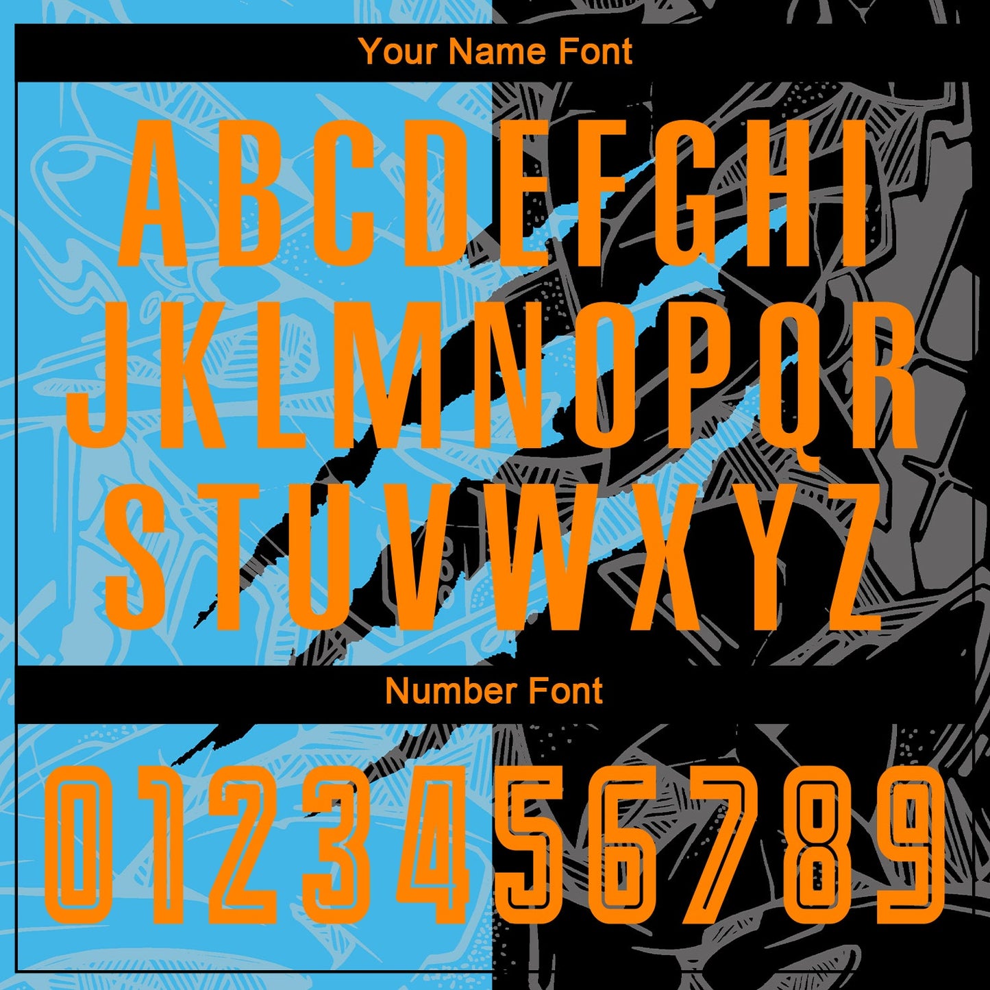 Custom Graffiti Pattern Bay Orange Black-Sky Blue Scratch Sublimation Soccer Uniform Jersey Limited