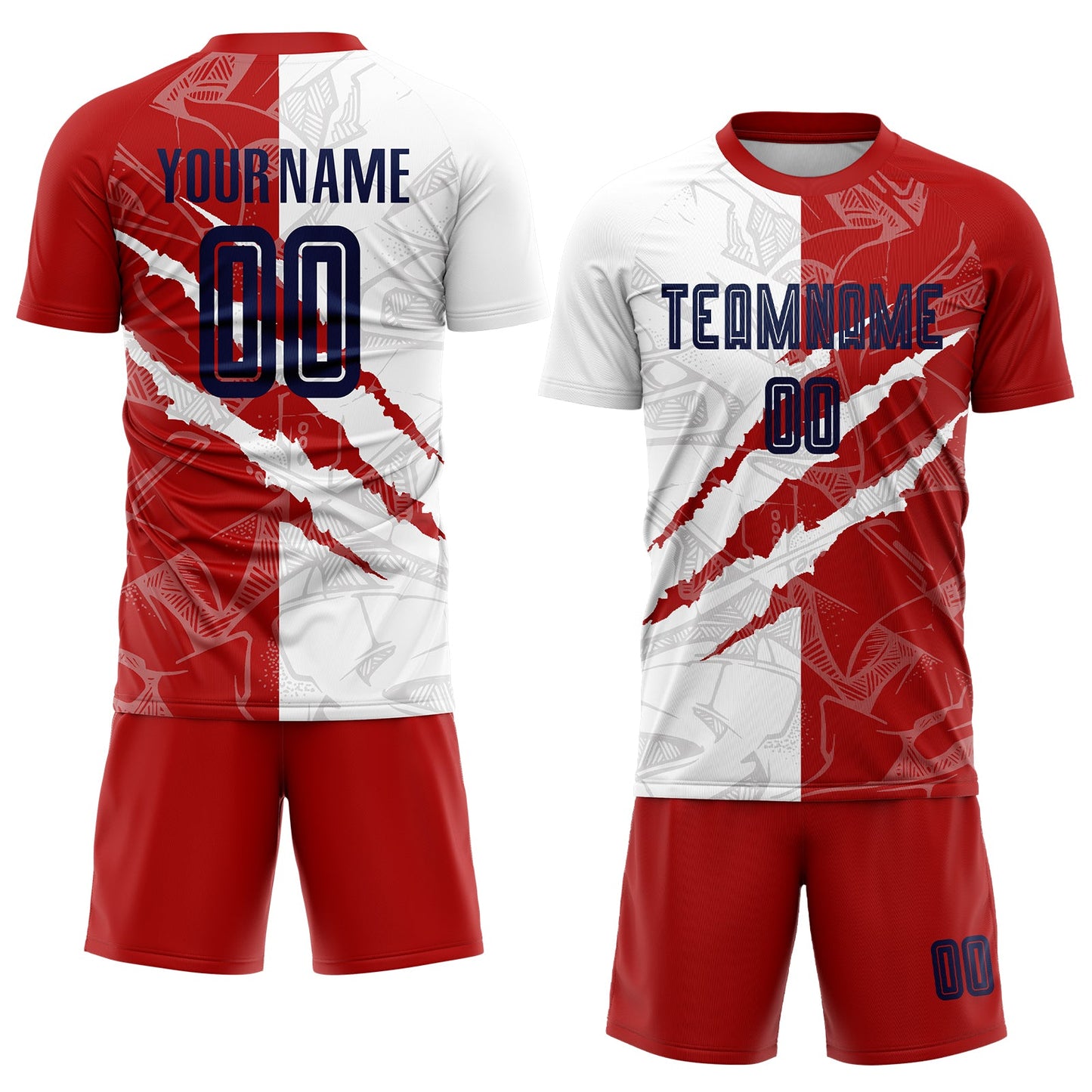 Custom Graffiti Pattern Navy-Red USA Scratch Sublimation Soccer Uniform Jersey Limited