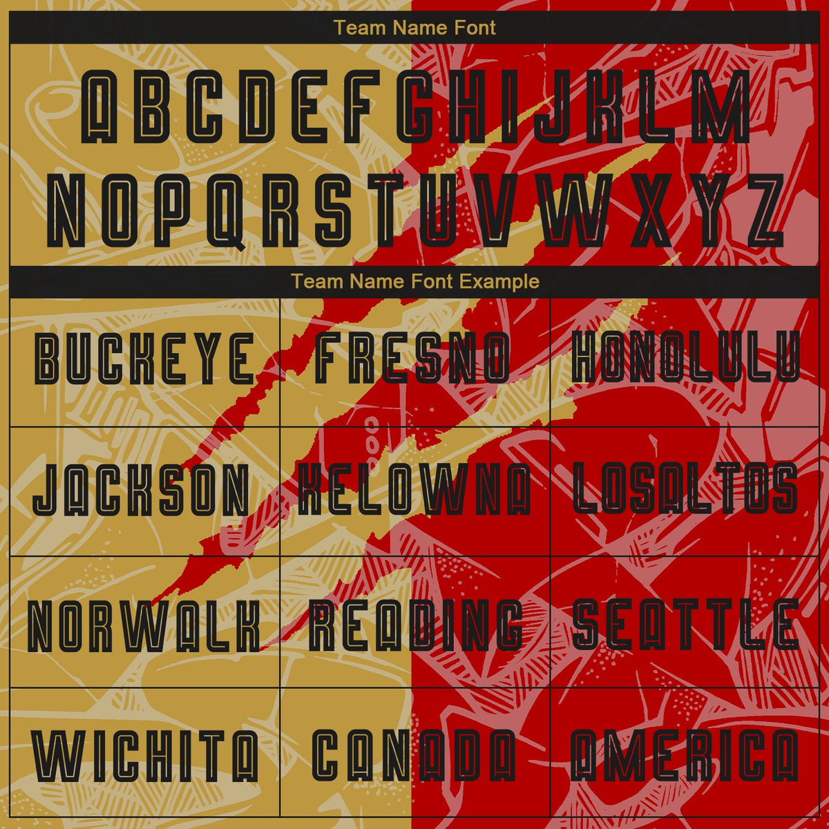 Custom Graffiti Pattern Black Red-Old Gold Scratch Sublimation Soccer Uniform Jersey Limited