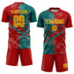 Custom Graffiti Pattern Yellow Red-Teal Scratch Sublimation Soccer Uniform Jersey Limited