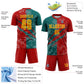 Custom Graffiti Pattern Yellow Red-Teal Scratch Sublimation Soccer Uniform Jersey Limited