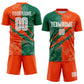 Custom Graffiti Pattern Kelly Green-Orange Scratch Sublimation Soccer Uniform Jersey Limited