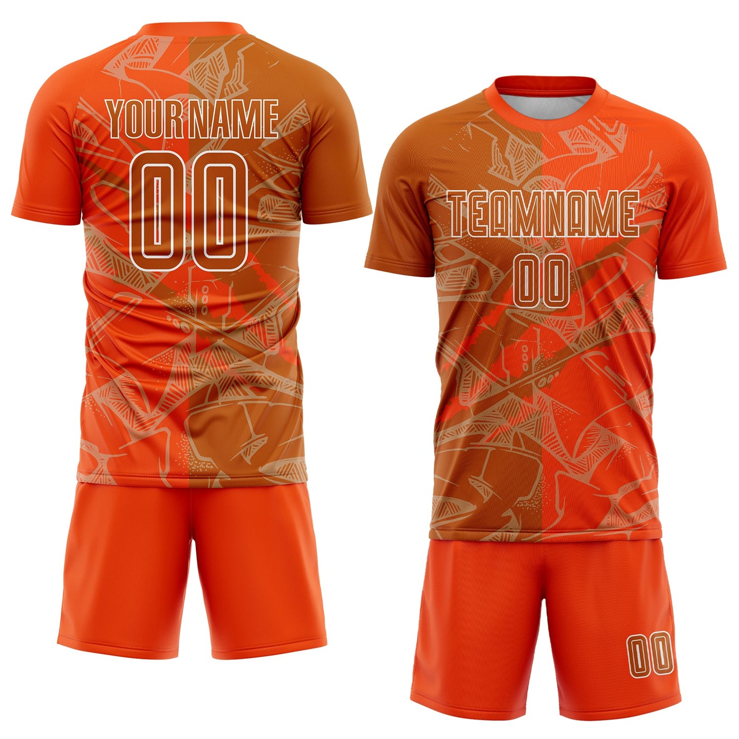Custom Graffiti Pattern Texas Orange-Orange Scratch Sublimation Soccer Uniform Jersey Limited