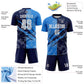 Custom Graffiti Pattern Powder Blue-Navy Scratch Sublimation Soccer Uniform Jersey Limited