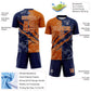 Custom Graffiti Pattern Texas Orange-Navy Scratch Sublimation Soccer Uniform Jersey Limited