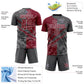 Custom Graffiti Pattern Crimson-Steel Gray Scratch Sublimation Soccer Uniform Jersey Limited