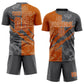 Custom Graffiti Pattern Texas Orange-Steel Gray Scratch Sublimation Soccer Uniform Jersey Limited
