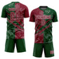 Custom Graffiti Pattern Crimson-Green Scratch Sublimation Soccer Uniform Jersey Limited