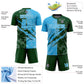 Custom Graffiti Pattern Sky Blue-Green Scratch Sublimation Soccer Uniform Jersey Limited