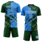Custom Graffiti Pattern Powder Blue-Green Scratch Sublimation Soccer Uniform Jersey Limited