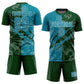 Custom Graffiti Pattern Teal-Green Scratch Sublimation Soccer Uniform Jersey Limited